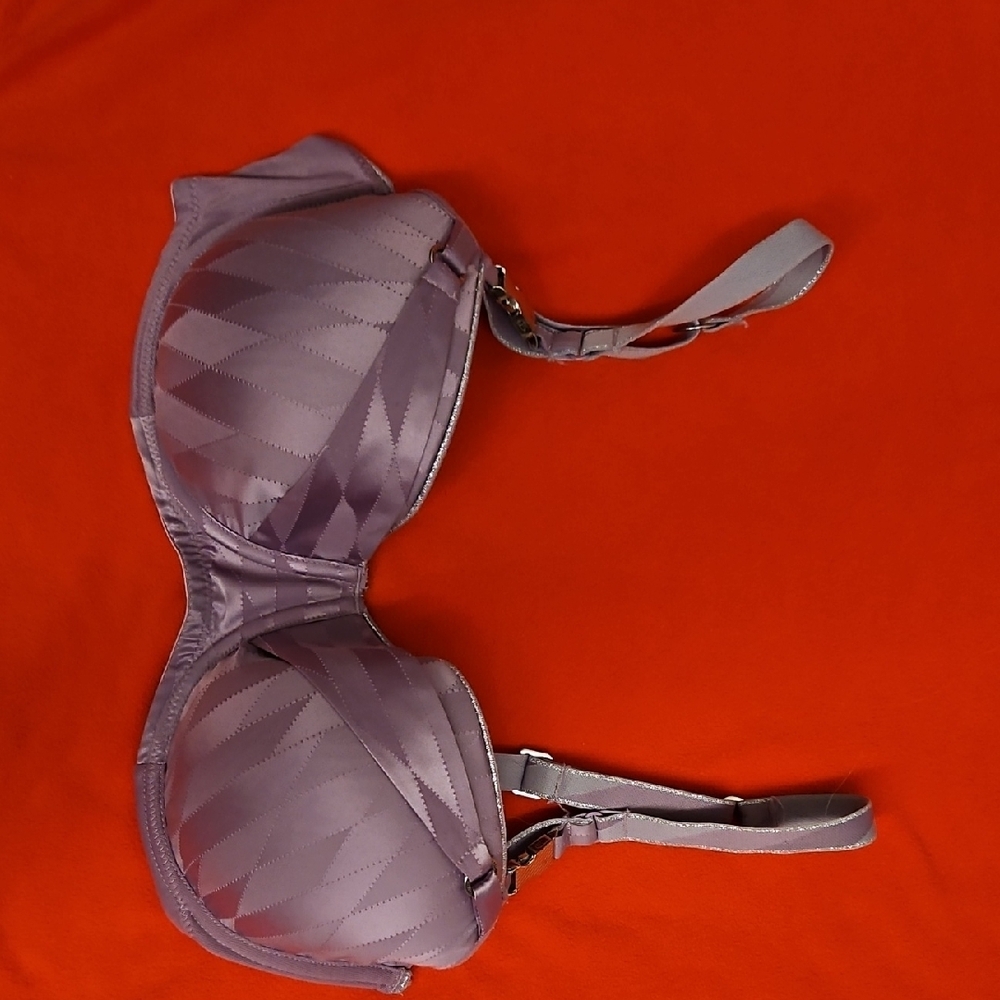 Purple Satin Full Coverage Bra with Smooth Molded Cups